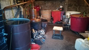 Preparant moltíssims litres de rakia casolana a Croàcia  