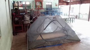 Our bed for the night. The school principal and custodian were two of the sweetest people we met in Burma. They gave a loaf of bread for dinner, and the custodian checked in on later in the evening to make sure we were okay and if we needed anything.