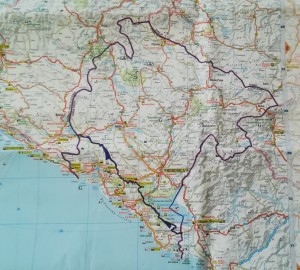 Mapa de la nostra ruta a peu per Montenegro