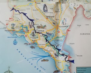 Mapa de la nostra ruta a peu per Montenegro