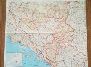 Mapa general de la nostra ruta a peu per Bòsnia-Hercegovina. | General map of Bosnia-Herzegovina with our route marked.