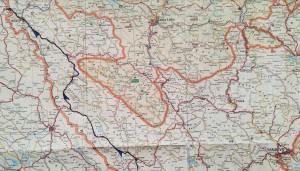 Mapa detallat de la nostra ruta a peu per Bòsnia-Hercegovina. 3 de 3. | Detailed map of Bosnia-Herzegovina with our route marked. 3 of 3.