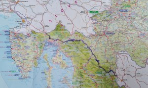 Mapa detallat de la nostra ruta a peu per Croàcia. | Detailed map of Croacia with our route marked.