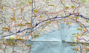 Mapa detallat de la nostra ruta a peu per Itàlia. 1 de 4 | Detailed map of Italy with our route marked. 1 of 4