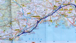 Mapa detallat de la nostra ruta a peu per França. 2 de 3. | Detailed map of France with our route marked. 2 of 3.