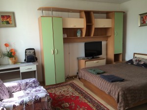 One of our studio apartments in Bishkek. The other one we changed to after Cholpon Ata is the featured photo above.